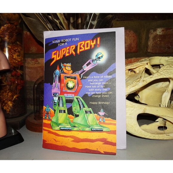 Vintage American Greetings Robot Super Boy Birthday Card build your own - Picture 8 of 10